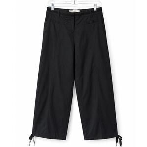 Sitwell Womens Black Wide Leg Pants Ribbon Tie Hem Size 8 Parachute Pants